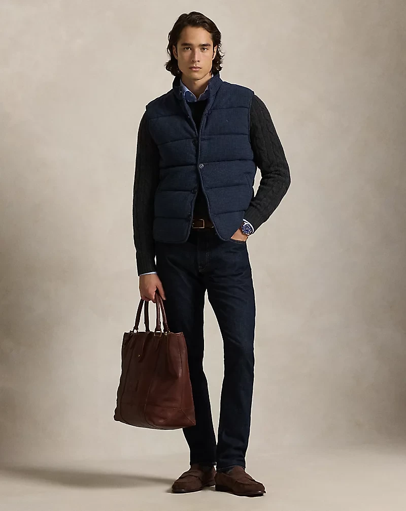 Houndstooth-Print Estate-Rib Vest