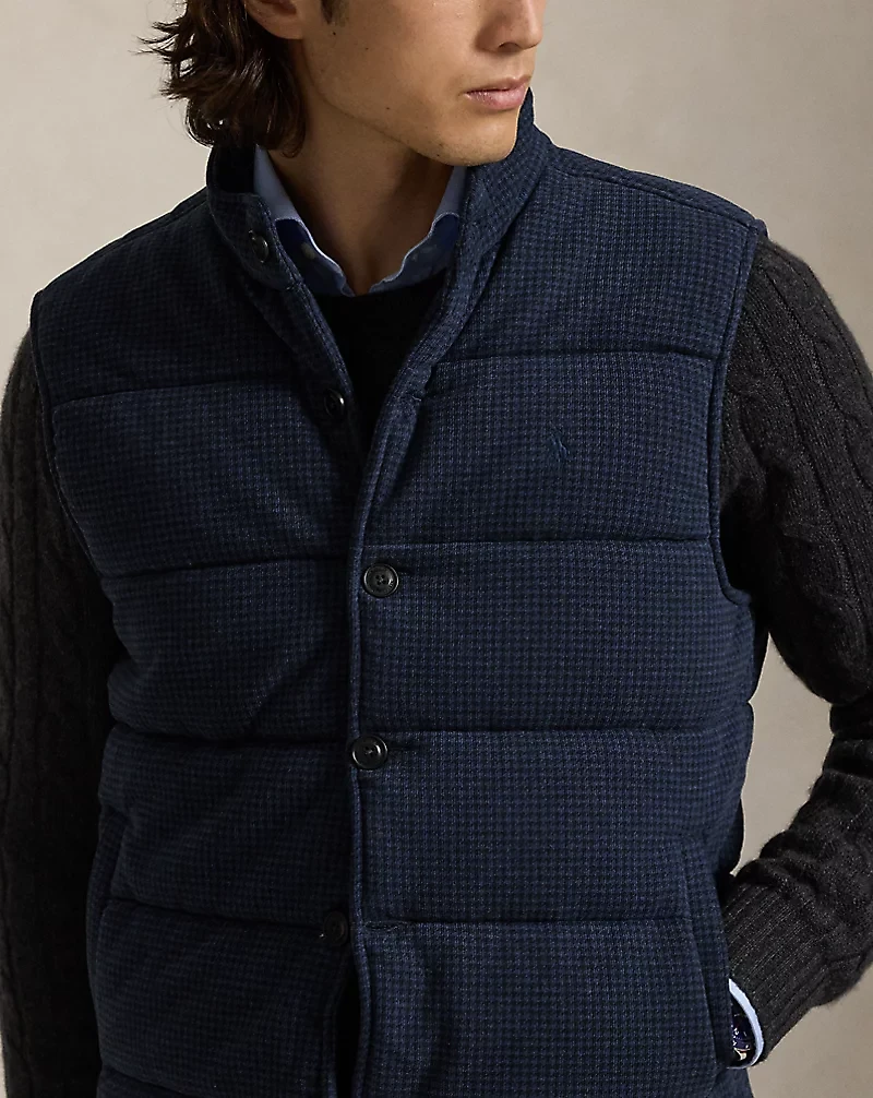 Houndstooth-Print Estate-Rib Vest