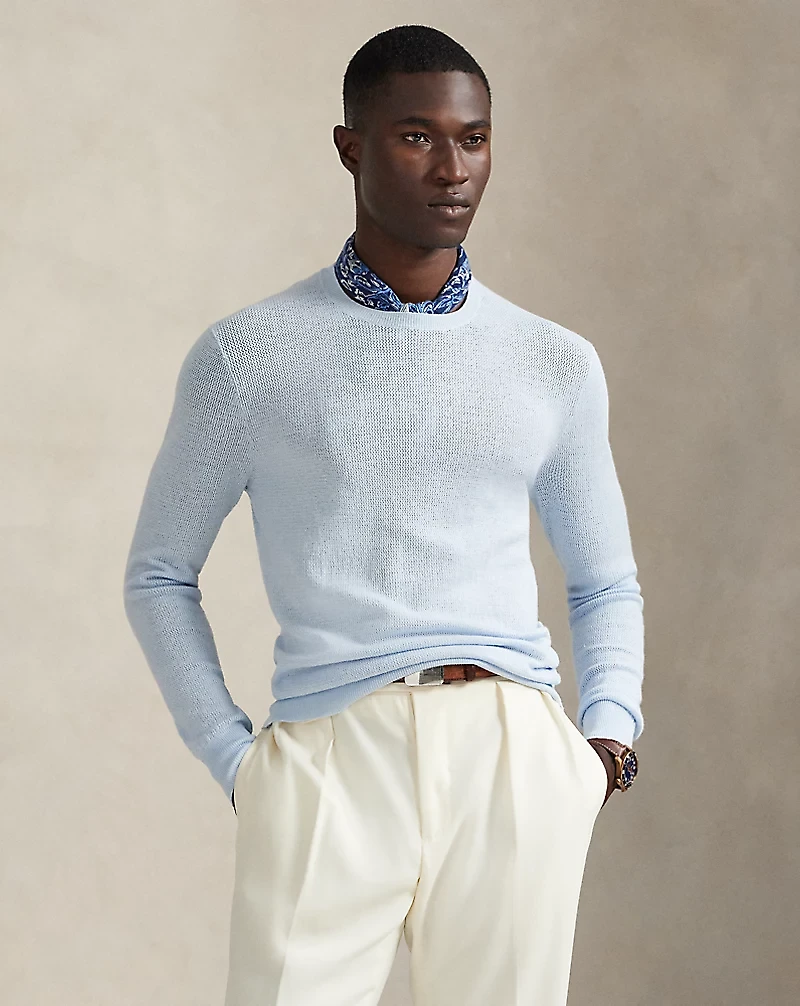 Textured Stretch Linen-Blend Sweater