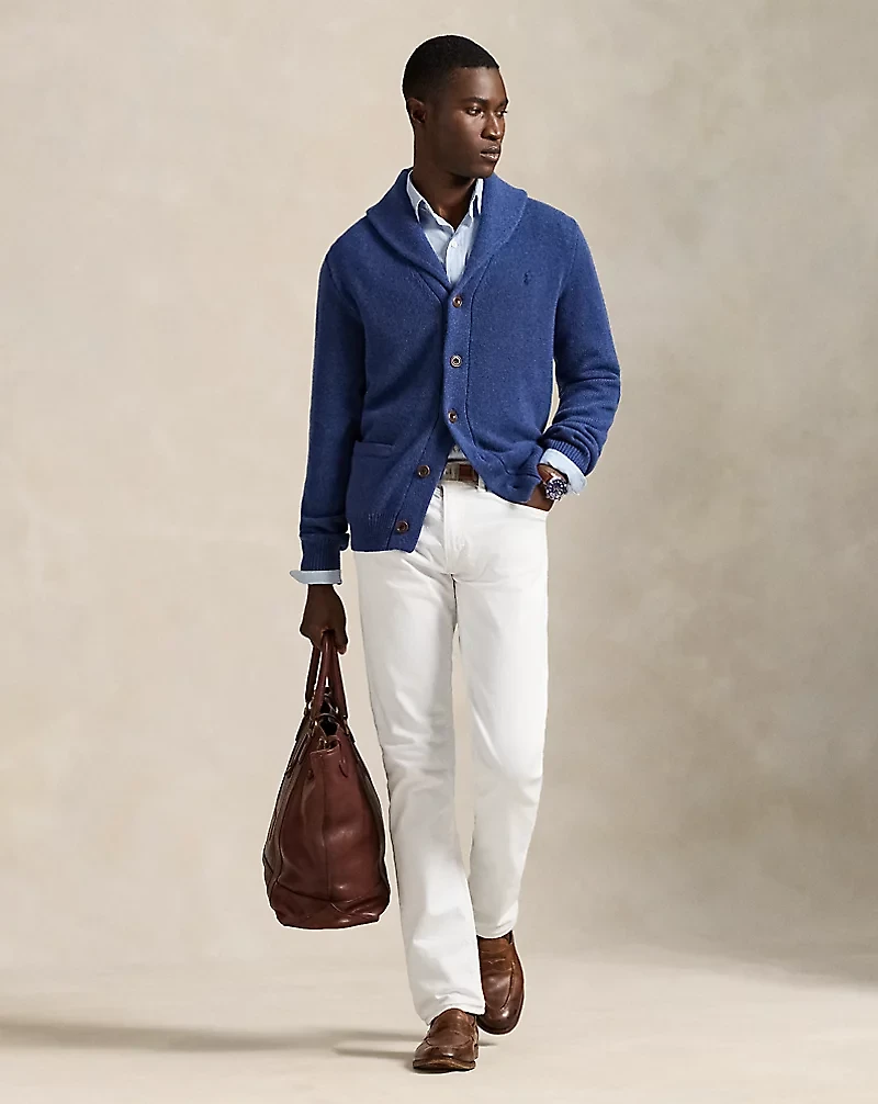 Wool-Cashmere Shawl-Collar Cardigan