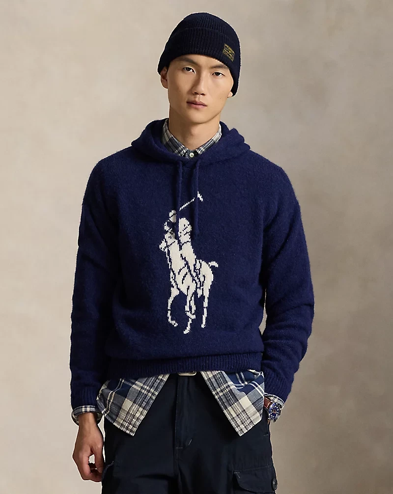 Big Pony Wool-Blend Hooded Sweater