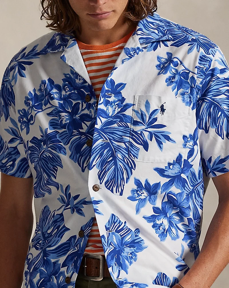 Classic Fit Tropical-Print Camp Shirt