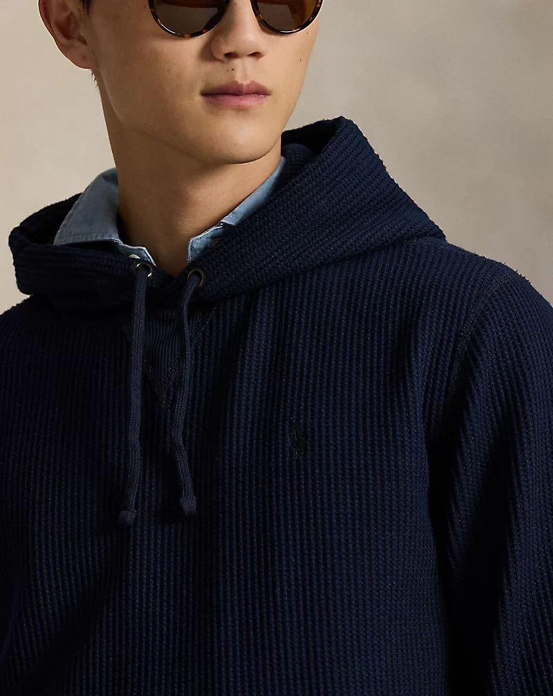 Waffle-Knit Fleece Hoodie