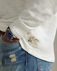 Textured Waffle-Knit Henley Shirt