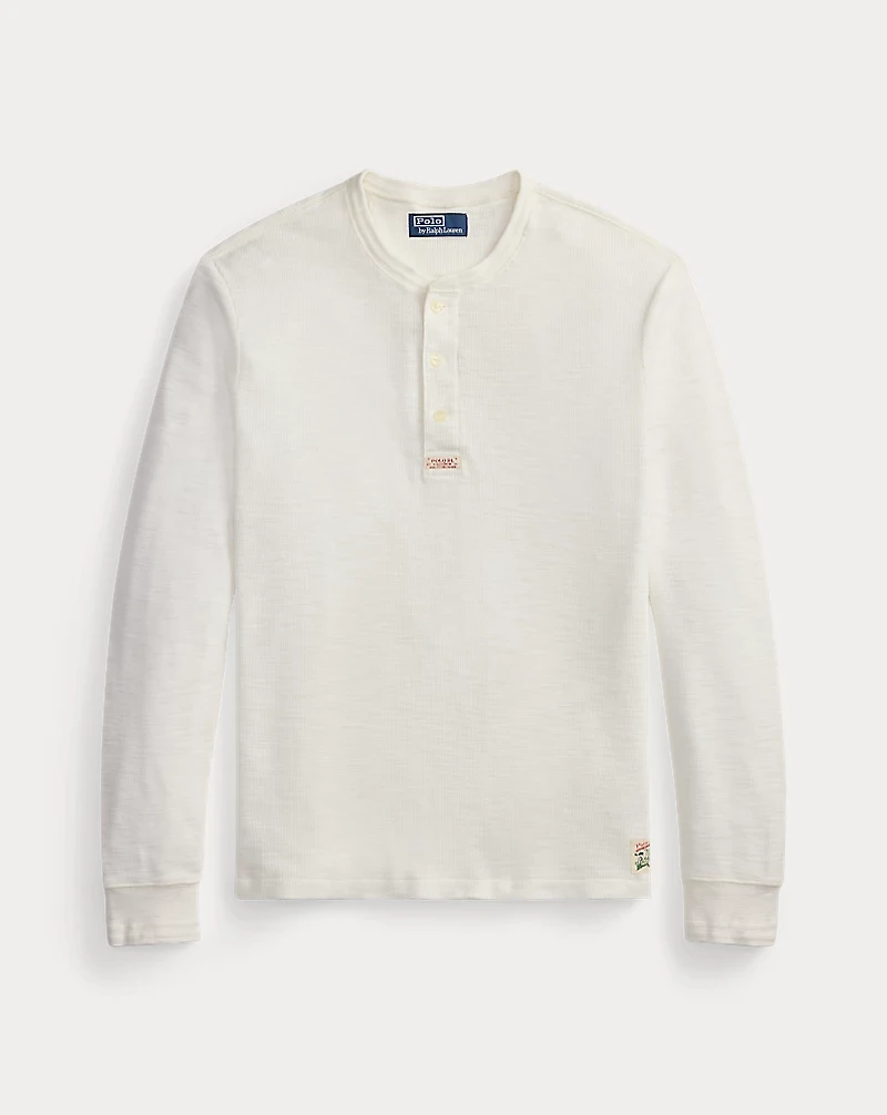 Textured Waffle-Knit Henley Shirt