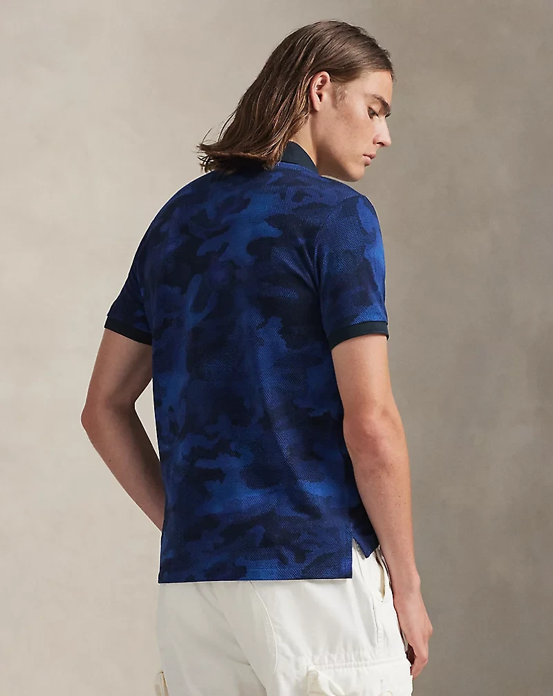 Classic Fit Camo-Print Mesh Polo Shirt