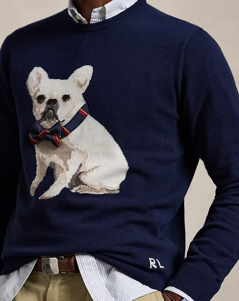 Dog-Intarsia Cashmere Sweater
