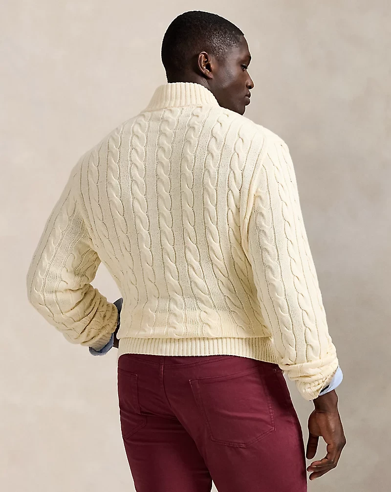 Cable-Knit Cotton Quarter-Zip Sweater