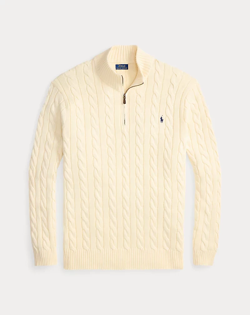 Cable-Knit Cotton Quarter-Zip Sweater