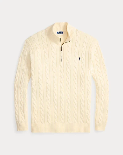 Cable-Knit Cotton Quarter-Zip Sweater