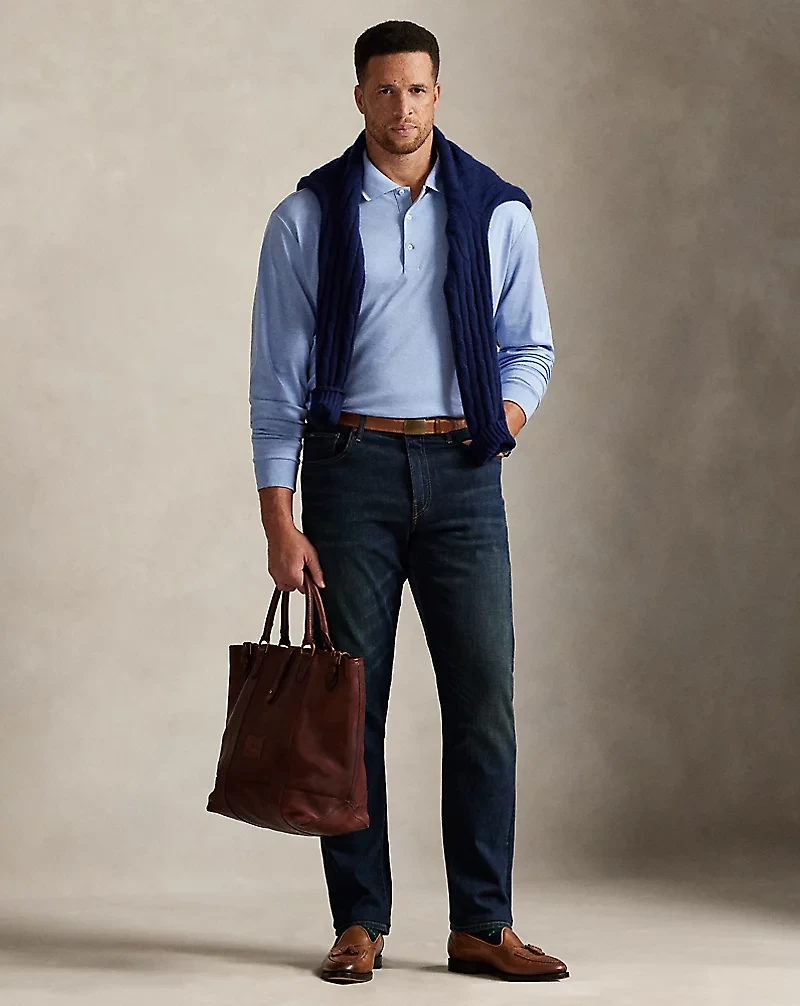 Soft Cotton Long-Sleeve Polo Shirt