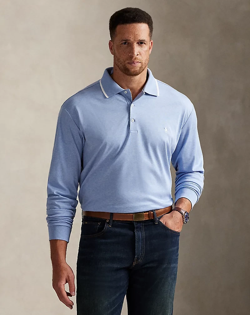 Soft Cotton Long-Sleeve Polo Shirt