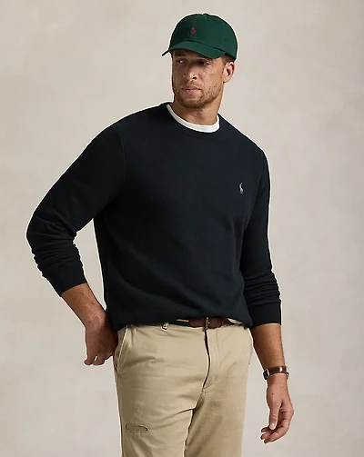 Mesh-Knit Cotton Crewneck Sweater