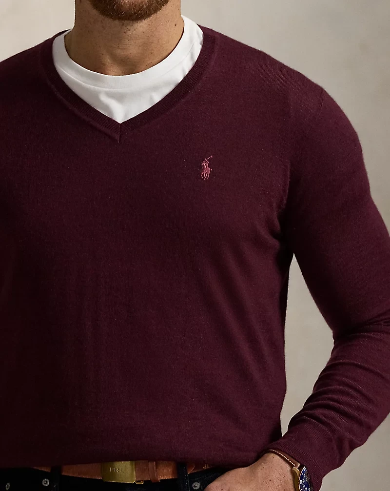 Washable Wool V-Neck Sweater