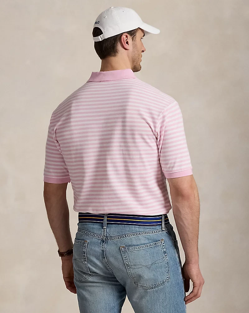 Striped Mesh Polo Shirt