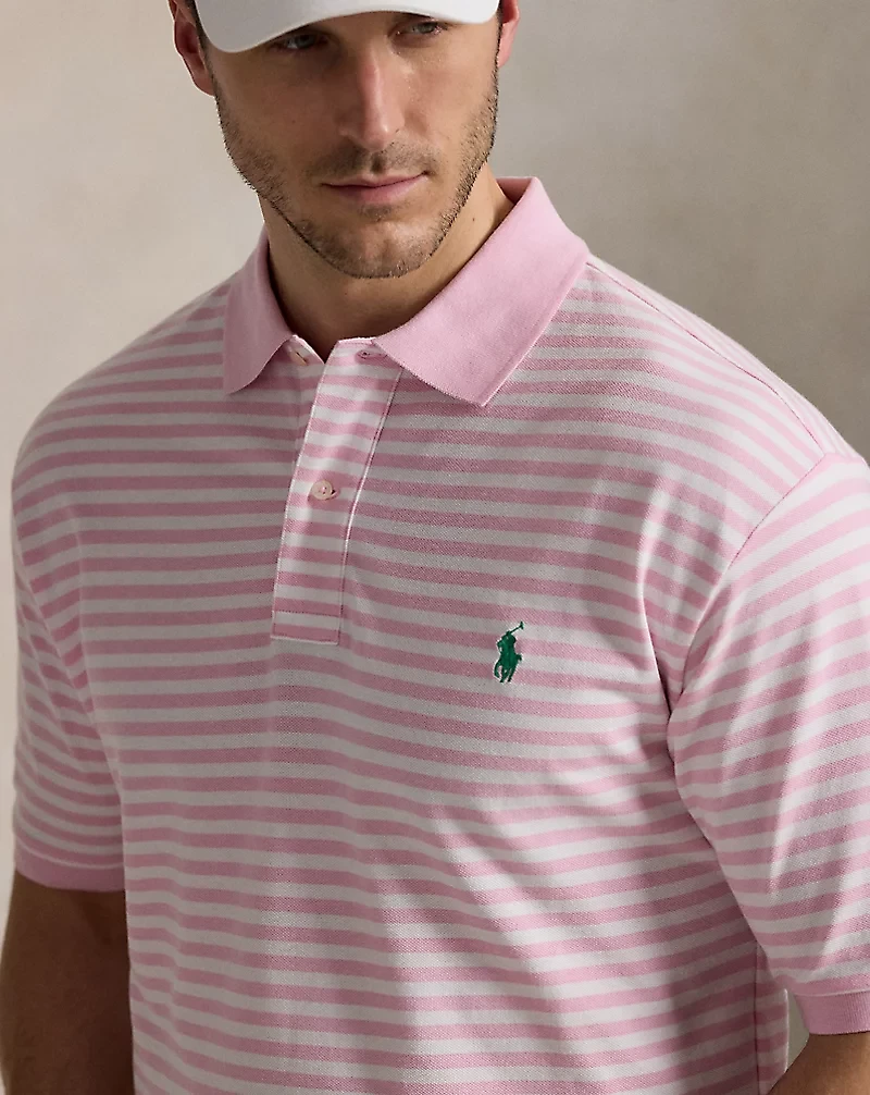 Striped Mesh Polo Shirt