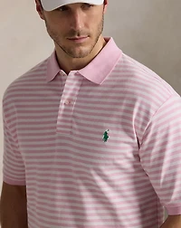 Striped Mesh Polo Shirt
