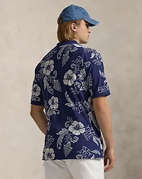 Hibiscus-Print Mesh Polo Shirt