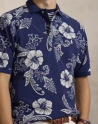 Hibiscus-Print Mesh Polo Shirt