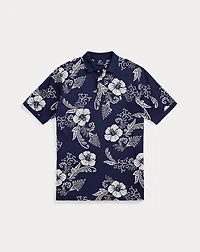 Hibiscus-Print Mesh Polo Shirt