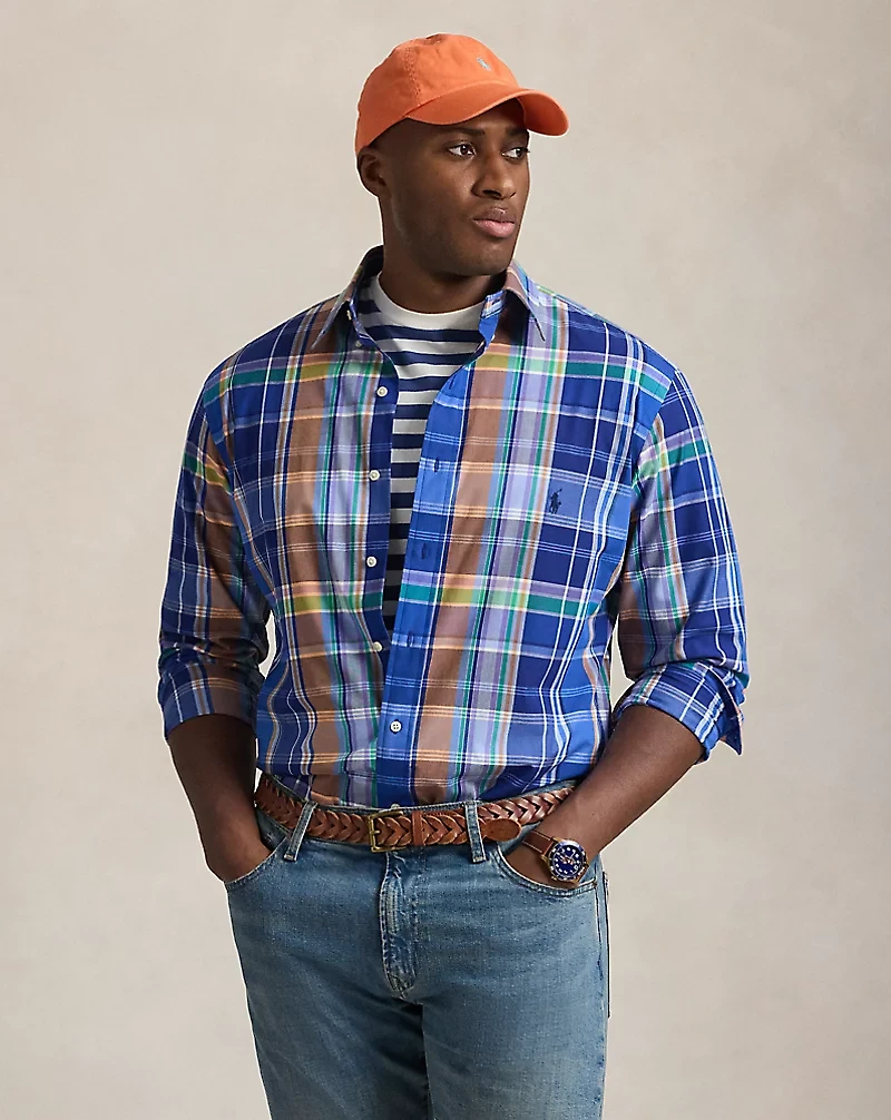 Plaid Stretch Poplin Shirt