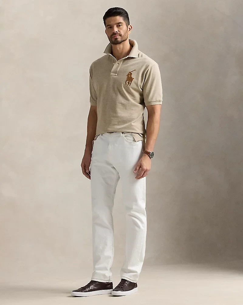 Leather-Pony Mesh Polo Shirt