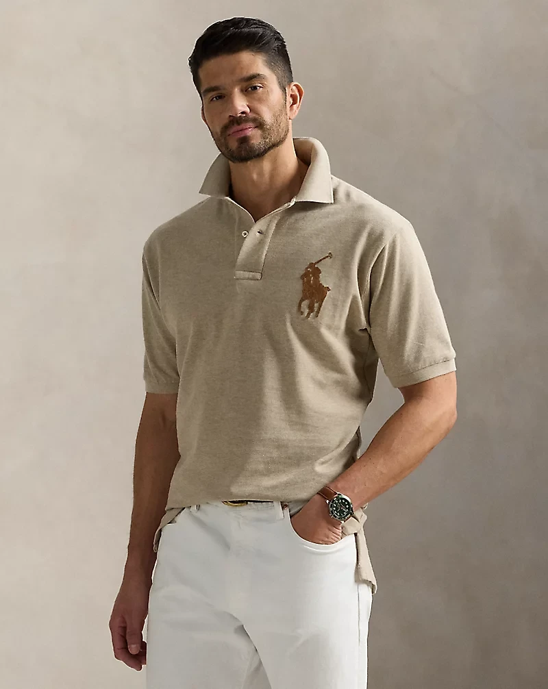 Leather-Pony Mesh Polo Shirt