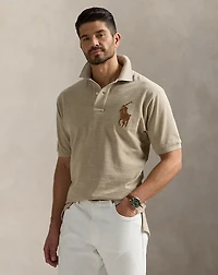 Leather-Pony Mesh Polo Shirt
