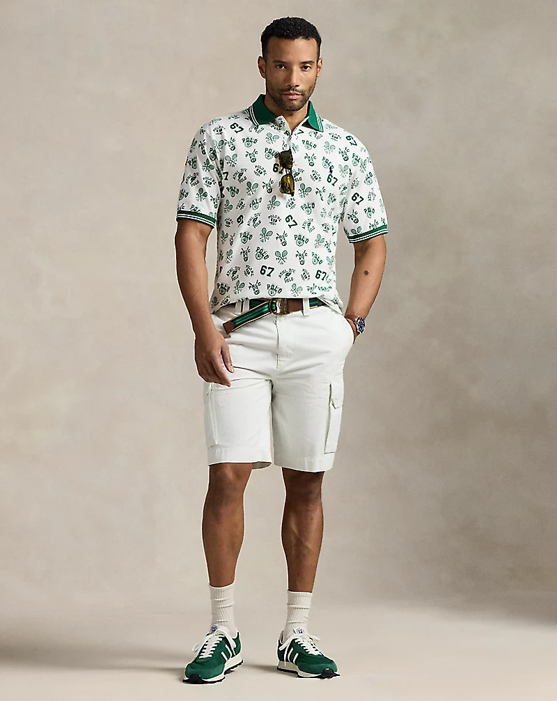 Print Mesh Polo Shirt