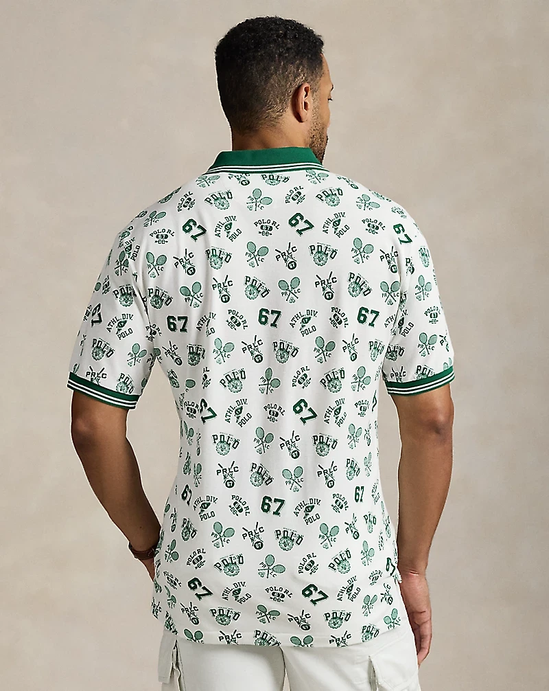 Print Mesh Polo Shirt
