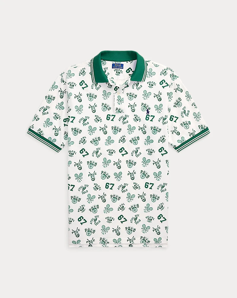 Print Mesh Polo Shirt
