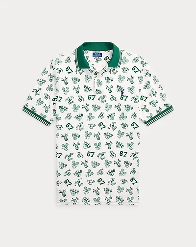Print Mesh Polo Shirt