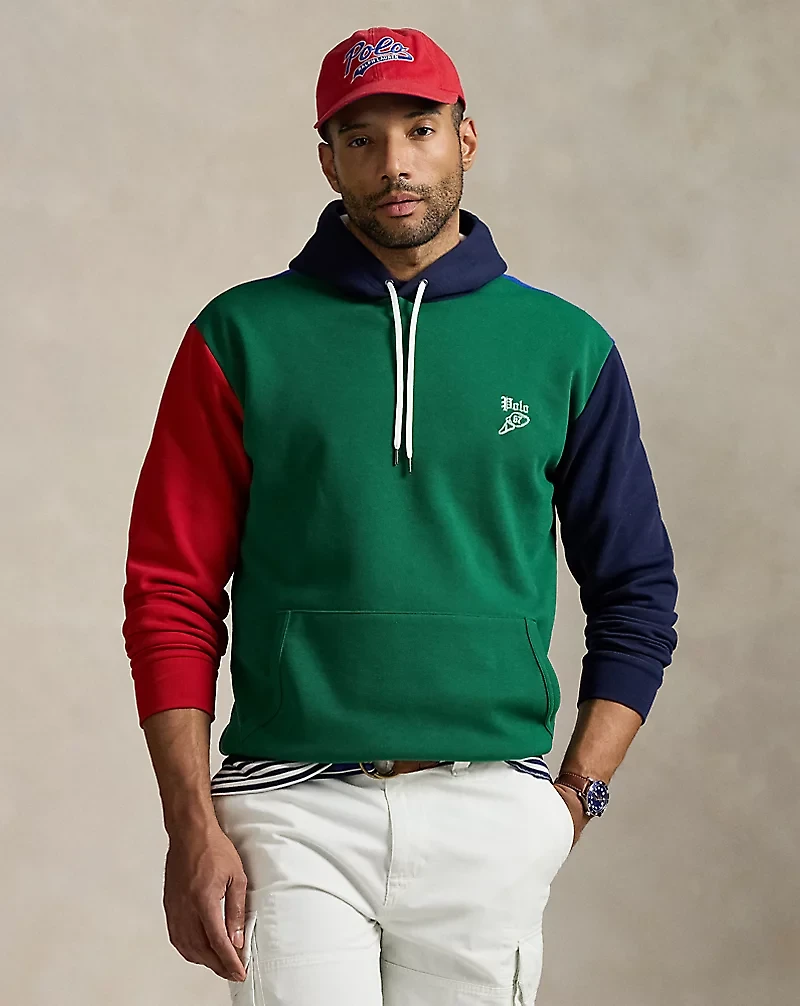Color-Blocked Double-Knit Mesh Hoodie