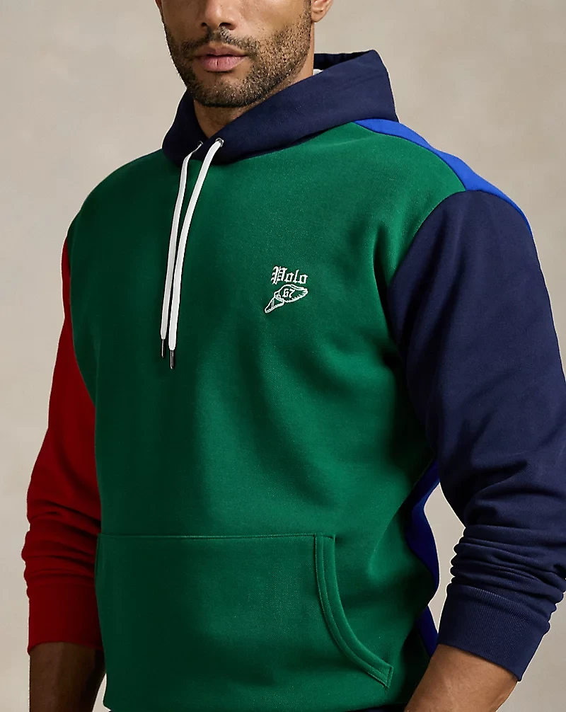 Color-Blocked Double-Knit Mesh Hoodie