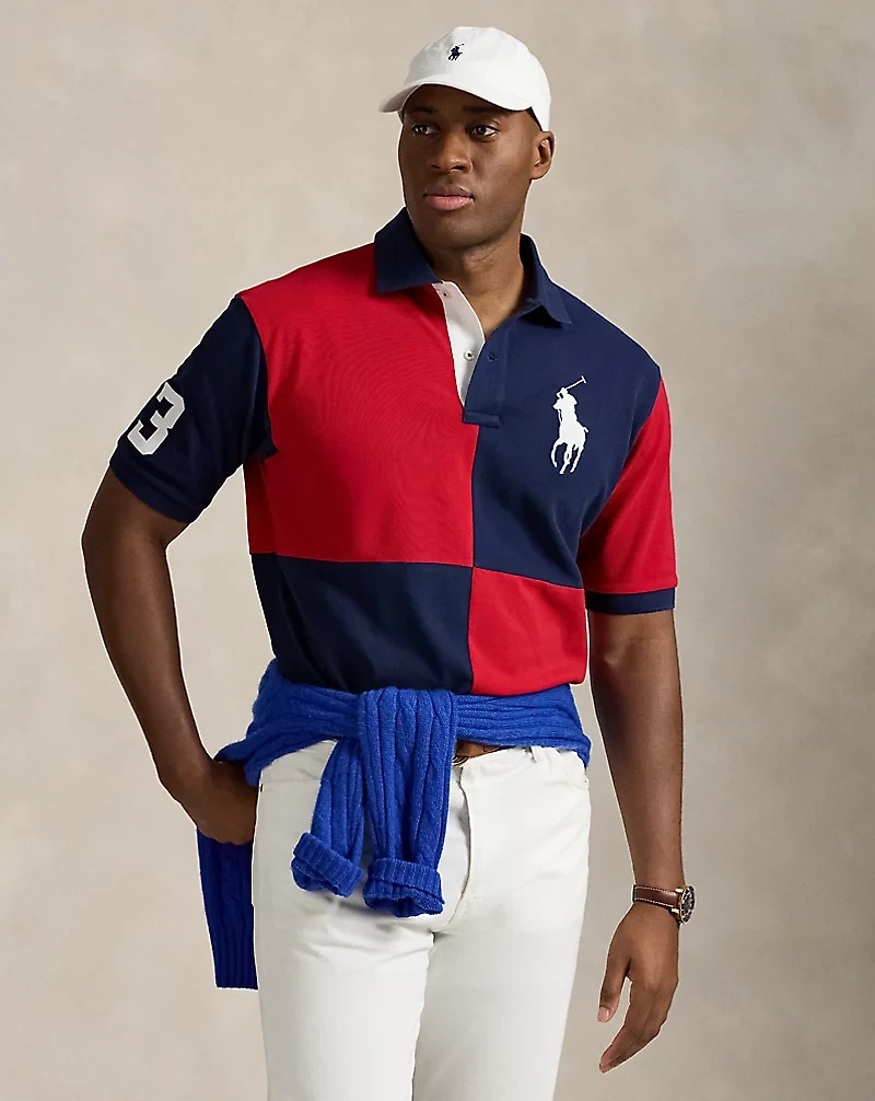 Big Pony Color-Blocked Mesh Polo Shirt