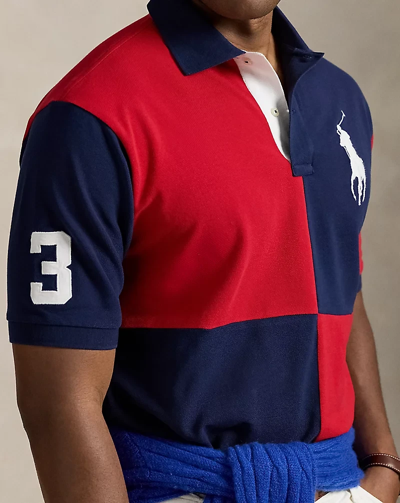 Big Pony Color-Blocked Mesh Polo Shirt