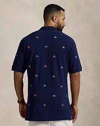 Flag-Embroidered Mesh Polo Shirt