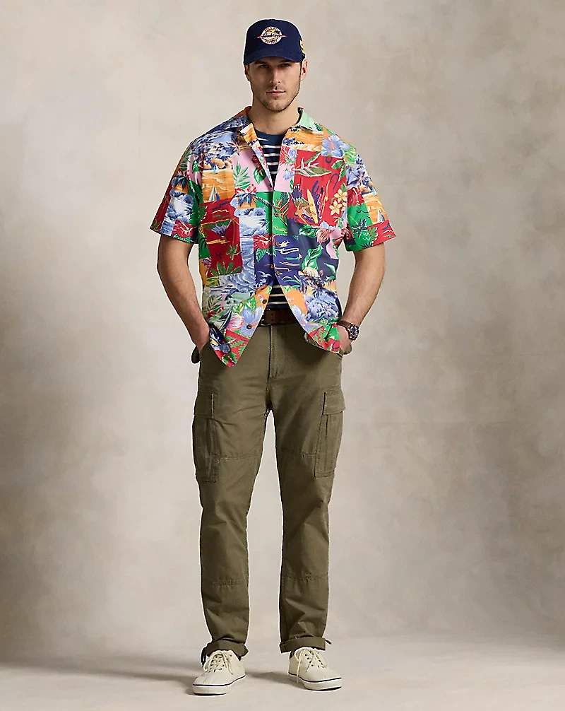 Patchwork-Print Oxford Camp Shirt