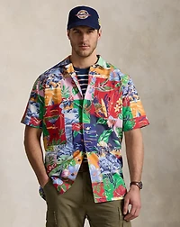 Patchwork-Print Oxford Camp Shirt