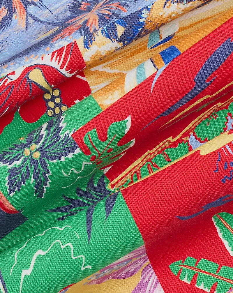 Patchwork-Print Oxford Camp Shirt