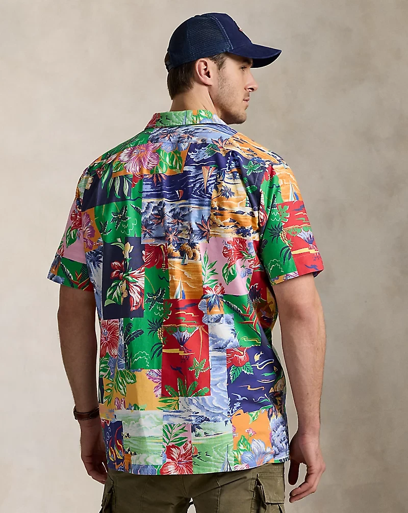 Patchwork-Print Oxford Camp Shirt