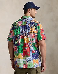 Patchwork-Print Oxford Camp Shirt