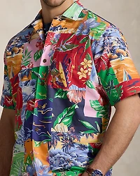 Patchwork-Print Oxford Camp Shirt