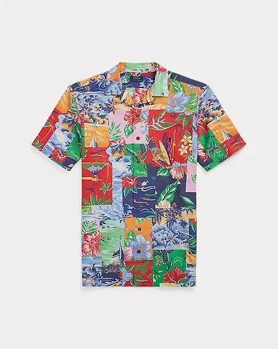 Patchwork-Print Oxford Camp Shirt