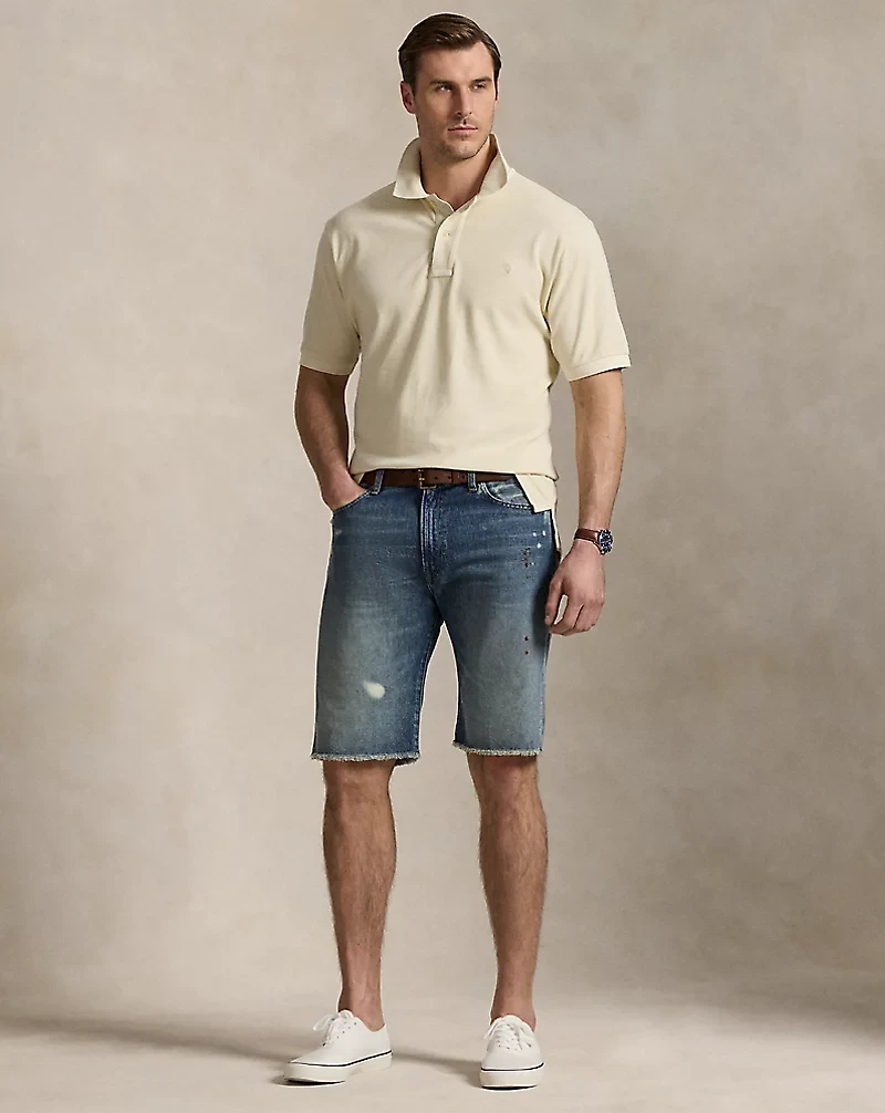 Mineral-Dyed Mesh Polo Shirt