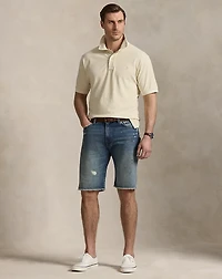 Mineral-Dyed Mesh Polo Shirt