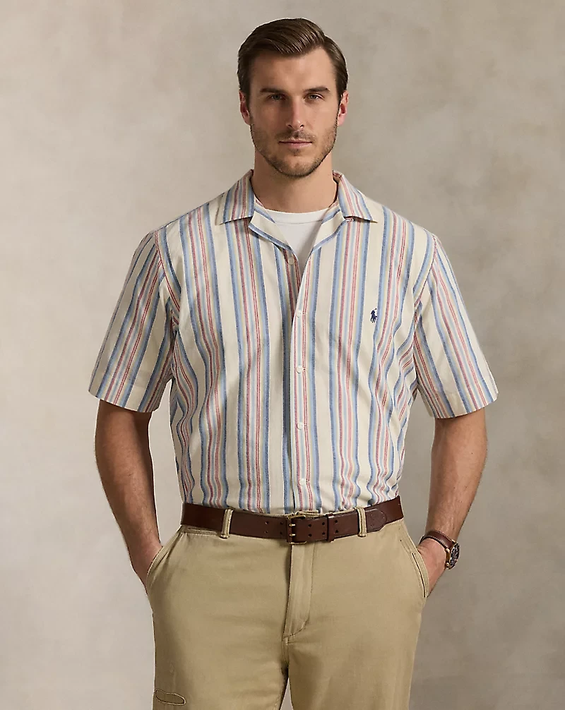 Striped Chambray Camp Shirt