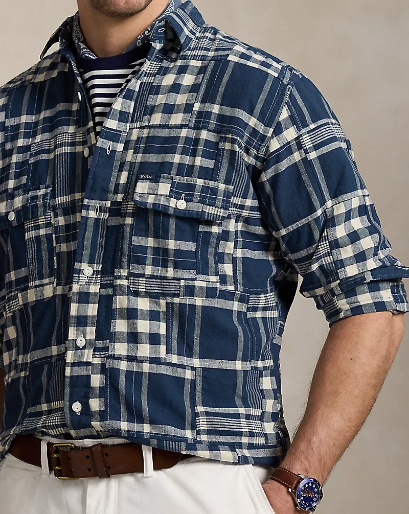 Patchwork Cotton-Linen Workshirt