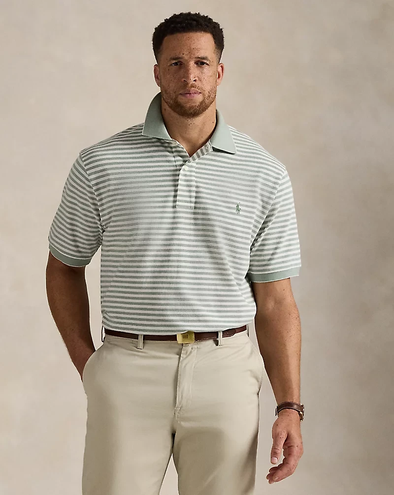 Striped Oxford Mesh Polo Shirt