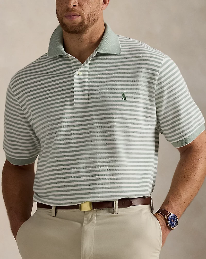 Striped Oxford Mesh Polo Shirt